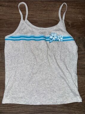 No Boundaries Gray Camisole with Blue Stripe & Floral Accent